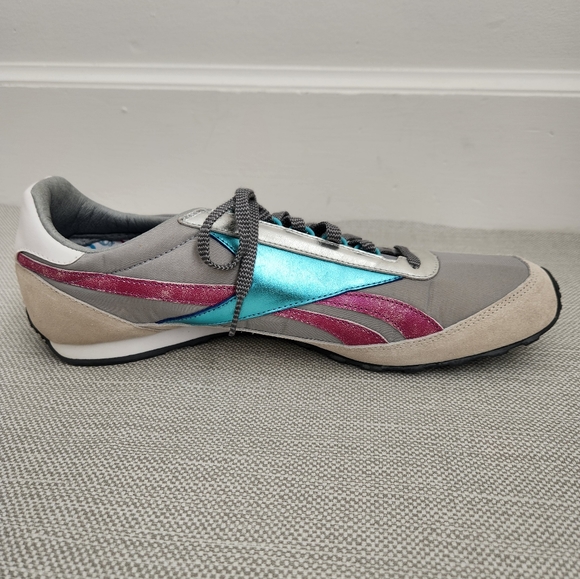 RBK Reebok Modern Classic Aztec Glam Comfort Gray Pink Blue Sneaker Women Sz 12 - Picture 7 of 16